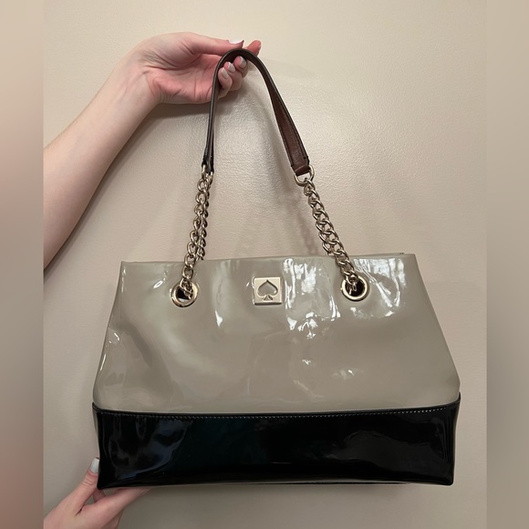 Tan and black patent leather Kate Spade shoulder bag! - Picture 2 of 5